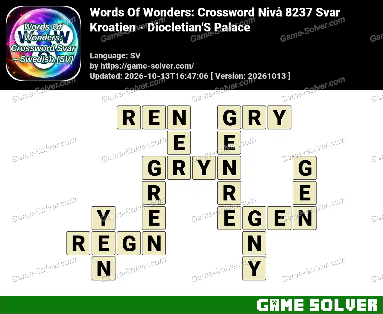 Words Of Wonders: Crossword Nivå 8237 Svar – Kroatien – Diocletian’S Palace